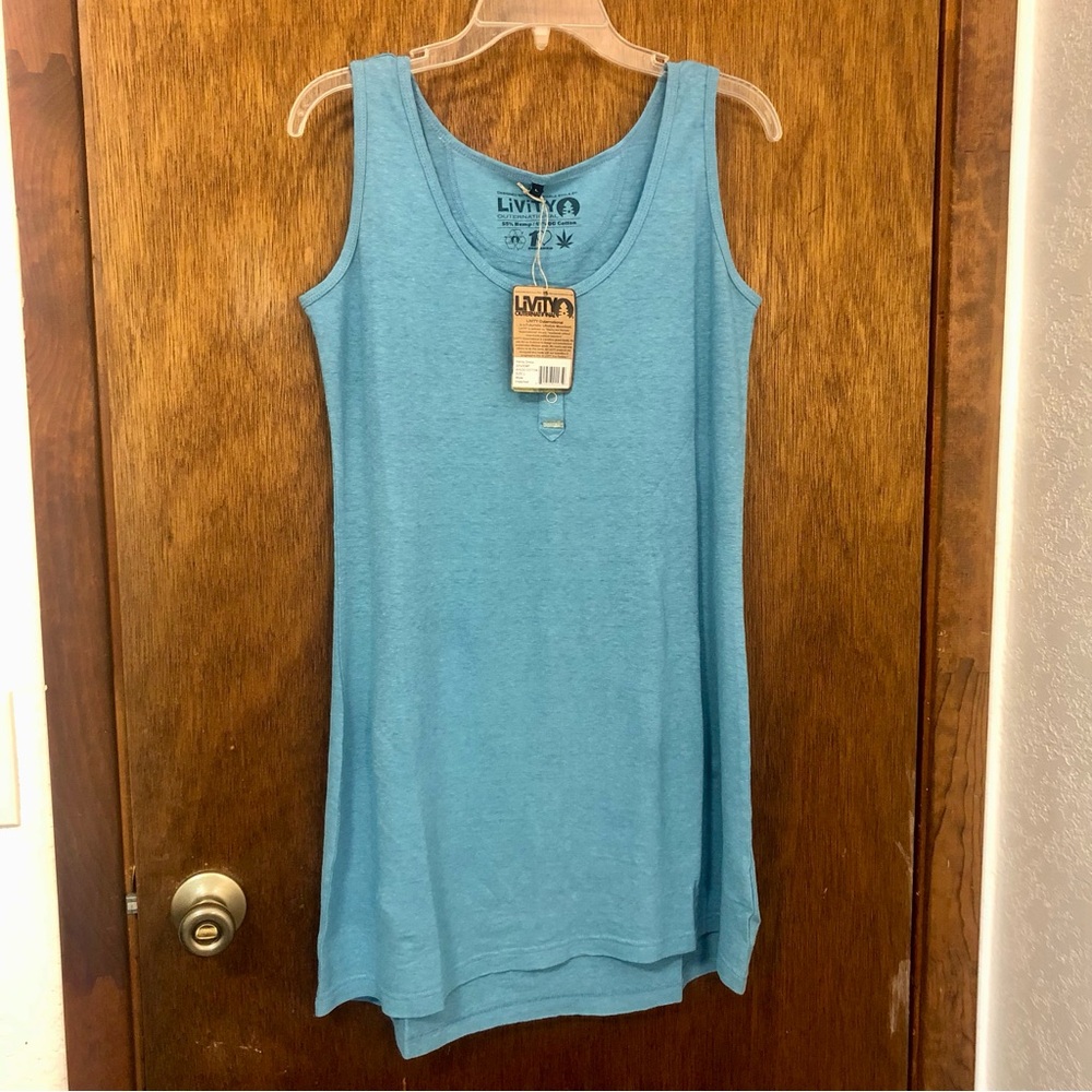 LiViTY Women's Blue Sleeveless Henly Tank Dress